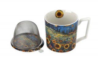 Kubek porcelanowy 450 ml z zaparzaczem Modern Sunflower Field