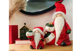 Figurka ozdobna Mikołaj świecący LED z bombkami