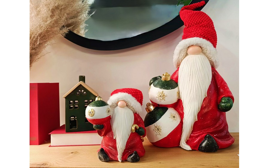 Figurka ozdobna Mikołaj świecący LED z bombkami