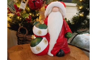 Figurka ozdobna Mikołaj świecący LED z bombkami