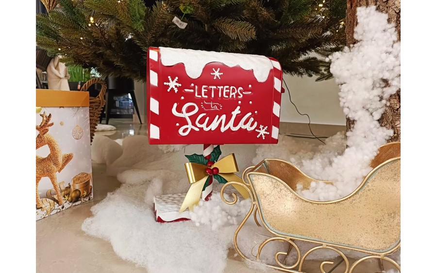 Ozdoba świąteczna Sanie Mikołaja duże złote 7766