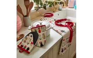 Komplet 2 łapek kuchennych Xmas Cats in Waiting 7CCAW022