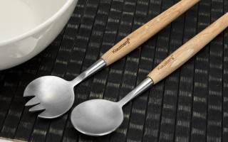 Miska ceramiczna z łyżkami w zestawie biała