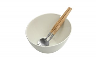 Miska ceramiczna z łyżkami w zestawie biała