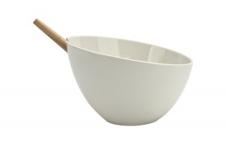 Miska ceramiczna z łyżkami w zestawie biała