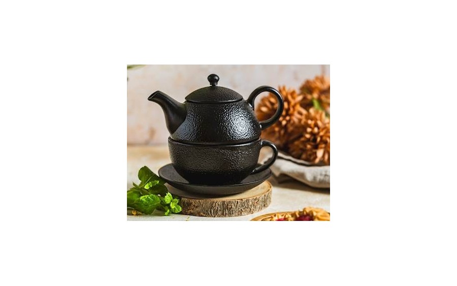 Zestaw Dzbanek żeliwny 0,4 L + filiżanka 0,2 L czarny 076270