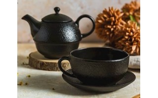 Zestaw Dzbanek żeliwny 0,4 L + filiżanka 0,2 L czarny 076270