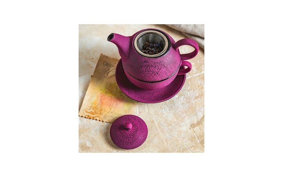 Zestaw Dzbanek żeliwny 0,4 L + filiżanka 0,2 L fuksja 076287