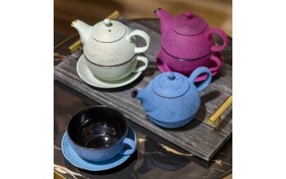 Zestaw Dzbanek żeliwny 0,4 L + filiżanka 0,2 L fuksja 076287