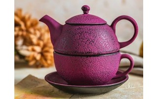 Zestaw Dzbanek żeliwny 0,4 L + filiżanka 0,2 L fuksja 076287