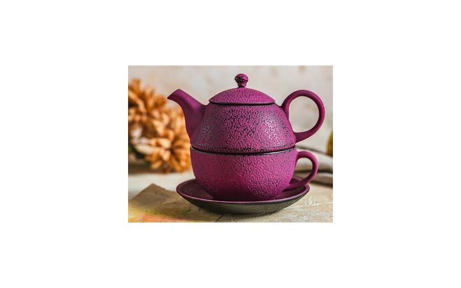 Zestaw Dzbanek żeliwny 0,4 L + filiżanka 0,2 L fuksja 076287