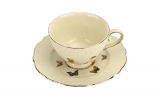 Filiżanka porcelanowa 260 ml + spodek Motylki