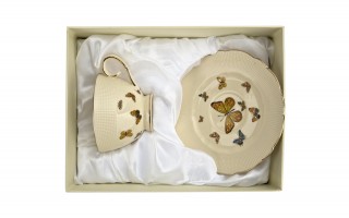 Filiżanka porcelanowa 260 ml + spodek Motylki