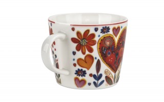 Filiżanka porcelanowa 220 ml + spodek Kolorowe Serca 4
