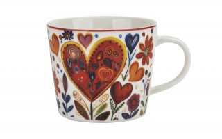 Filiżanka porcelanowa 220 ml + spodek Kolorowe Serca 4