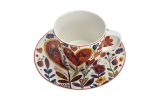 Filiżanka porcelanowa 220 ml + spodek Kolorowe Serca 4