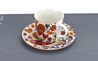 Filiżanka porcelanowa 220 ml + spodek Kolorowe Serca 4