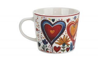 Filiżanka porcelanowa 220 ml + spodek Kolorowe Serca 2