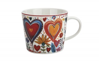 Filiżanka porcelanowa 220 ml + spodek Kolorowe Serca 2