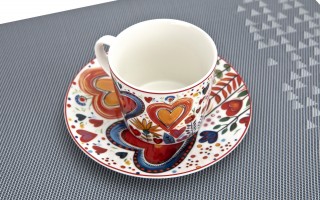 Filiżanka porcelanowa 220 ml + spodek Kolorowe Serca 2