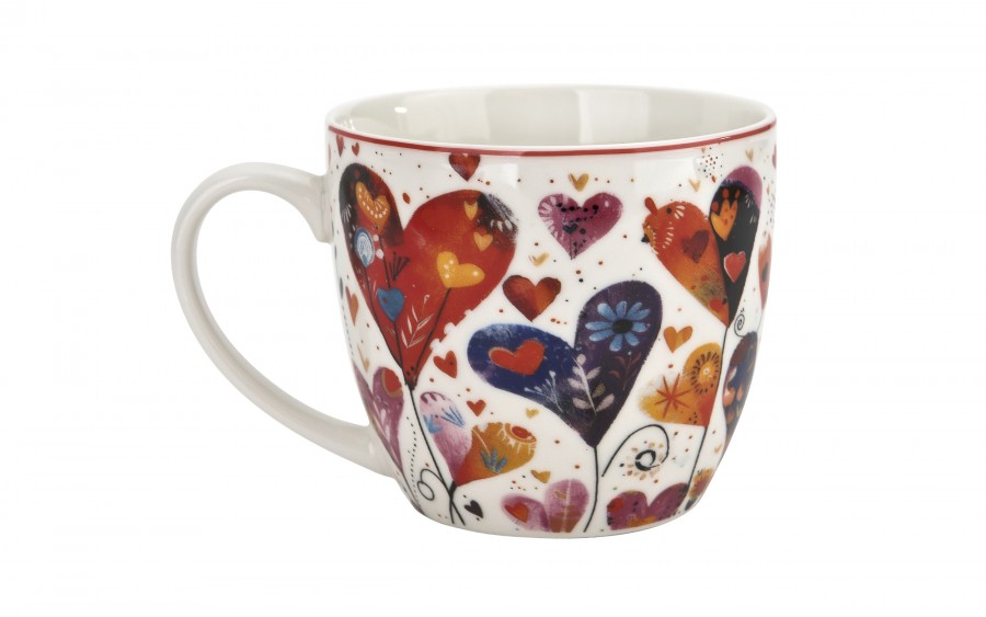 Kubek porcelanowy 460 ml Kolorowe Serca 1