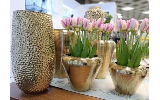 Wazon ceramiczny 20 cm w kolorze złota 441563