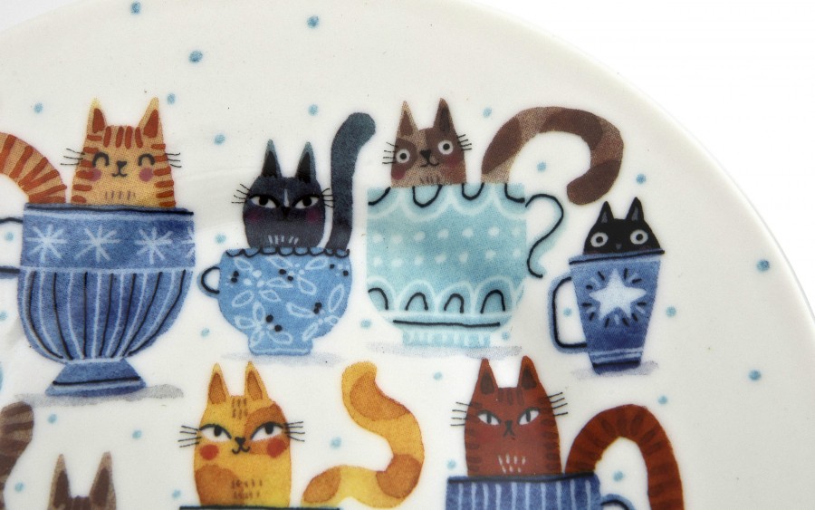 Filiżanka porcelanowa 230 ml + spodek Koty w filiżankach