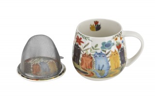 Kubek baryłka z zaparzaczem 430 ml Koty ogrodowe