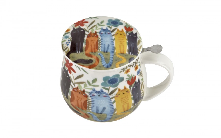 Kubek baryłka z zaparzaczem 430 ml Koty ogrodowe