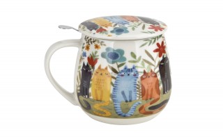 Kubek baryłka z zaparzaczem 430 ml Koty ogrodowe