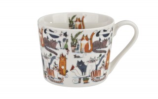Filiżanka porcelanowa 230 ml + spodek Leniwe Koty