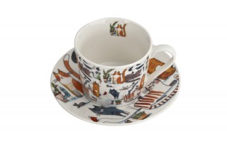 Filiżanka porcelanowa 230 ml + spodek Leniwe Koty