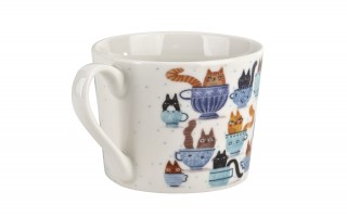 Filiżanka porcelanowa 230 ml + spodek Koty w filiżankach