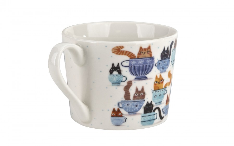 Filiżanka porcelanowa 230 ml + spodek Koty w filiżankach