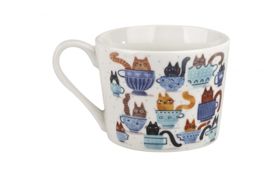 Filiżanka porcelanowa 230 ml + spodek Koty w filiżankach