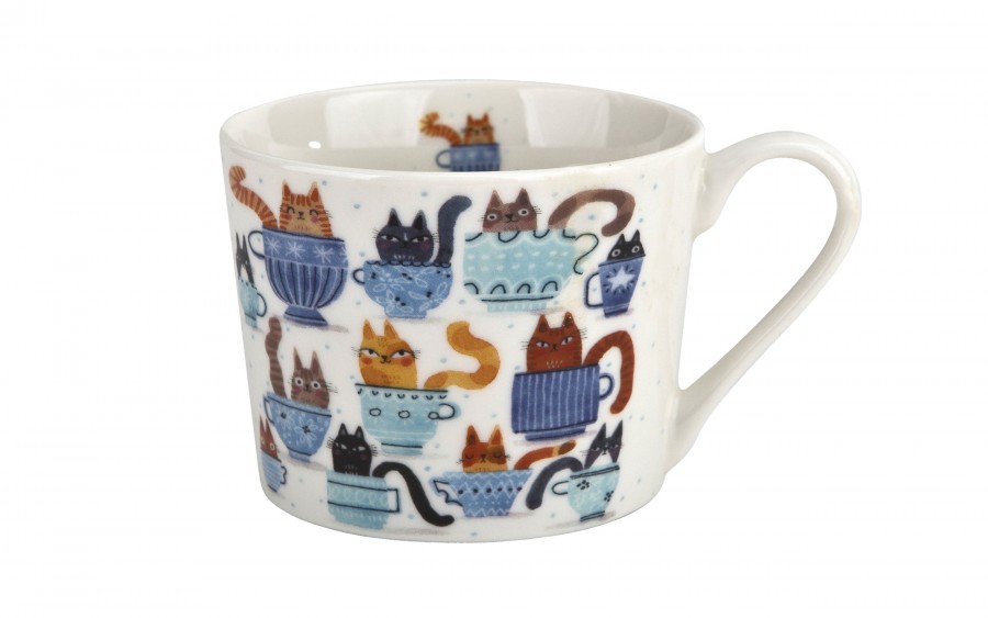 Filiżanka porcelanowa 230 ml + spodek Koty w filiżankach