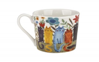 Filiżanka porcelanowa 230 ml + spodek Koty Ogrodowe