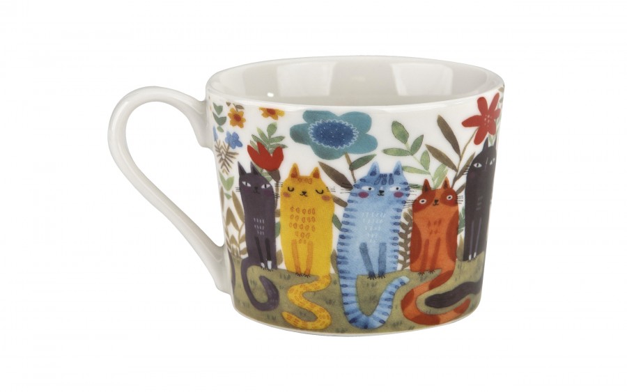 Filiżanka porcelanowa 230 ml + spodek Koty Ogrodowe
