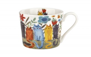 Filiżanka porcelanowa 230 ml + spodek Koty Ogrodowe