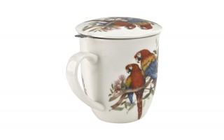 Kubek porcelanowy 400 ml z zaparzaczem PAPUGI ARA