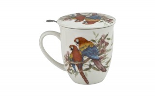 Kubek porcelanowy 400 ml z zaparzaczem PAPUGI ARA