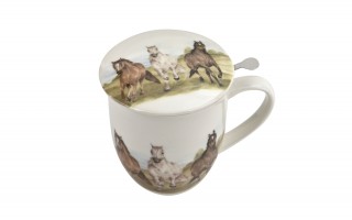 Kubek porcelanowy 400 ml z zaparzaczem KOLIBER