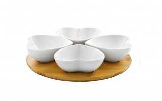 Komplet 4 salaterek na podstawie bambusowej Natural serce