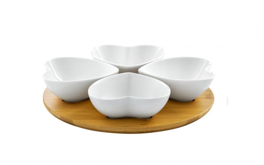 Komplet 4 salaterek na podstawie bambusowej Natural serce