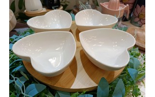 Komplet 4 salaterek na podstawie bambusowej Natural serce