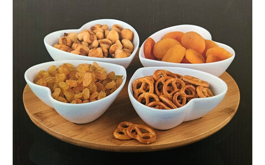 Komplet 4 salaterek na podstawie bambusowej Natural serce