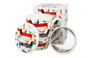 Kubek porcelanowy 360 ml z zaparzaczem Długie Psy