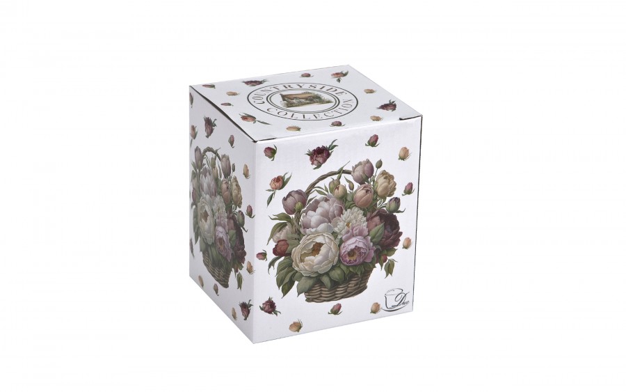 Kubek porcelanowy 360 ml z zaparzaczem Kwiaty Piwonie