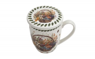 Kubek porcelanowy 360 ml z zaparzaczem Kwiaty Polne