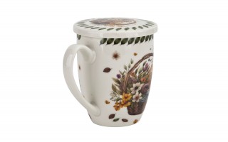 Kubek porcelanowy 360 ml z zaparzaczem Kwiaty Polne